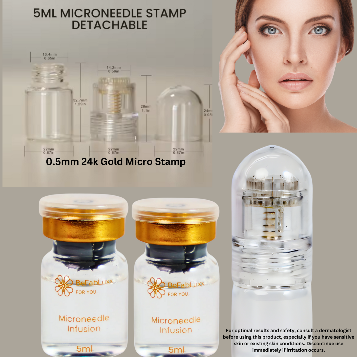 Micro Infusion System, Microneedling Home kit System, Best Derma,Micro  Facial Stamp, Peptide, Hydrating, Anti-aging Serum At-Home Kit